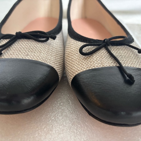 J. Crew Black and Cream Ballet Flats with Bow - Picture 7 of 9